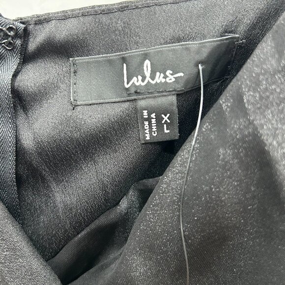 NEW Lulus Black V Neck Ruffle Trim Sleeveless Elegant Long Evening Dress Size XL - Picture 5 of 12